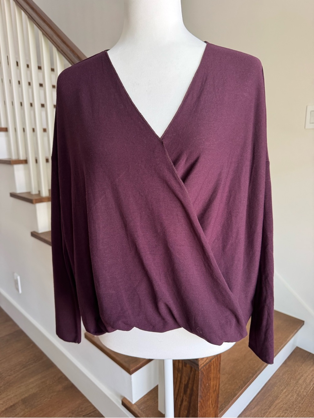 Altar'd State Plum Wrap-Front Long Sleeve Top